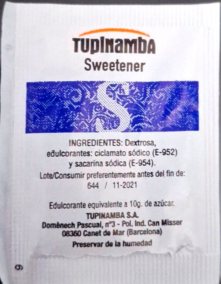 Sobres de edulcorantes de España de la marca de café TUPINAMBA. Sobres de edulcorantes de España de la marca de café TUPINAMBA.