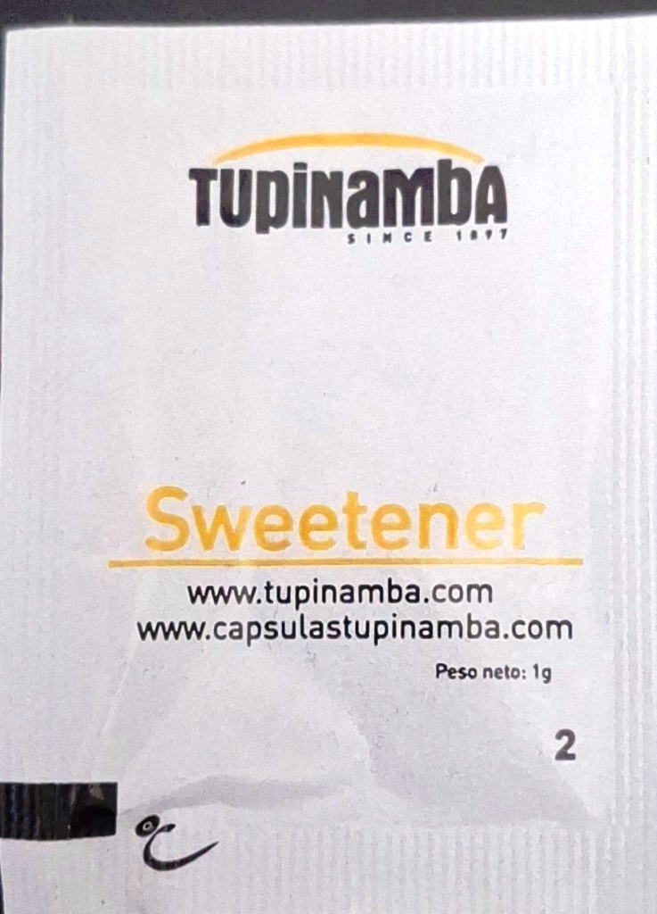 Sobres de edulcorantes de España de la marca de café TUPINAMBA. Sobres de edulcorantes de España de la marca de café TUPINAMBA.