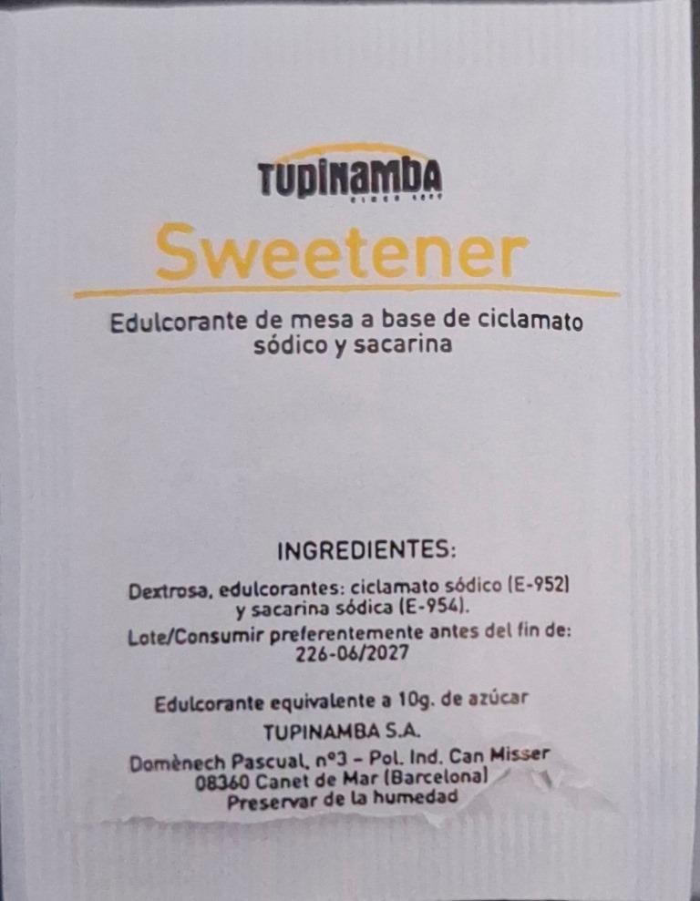 Sobres de edulcorantes de España de la marca de café TUPINAMBA. Sobres de edulcorantes de España de la marca de café TUPINAMBA.