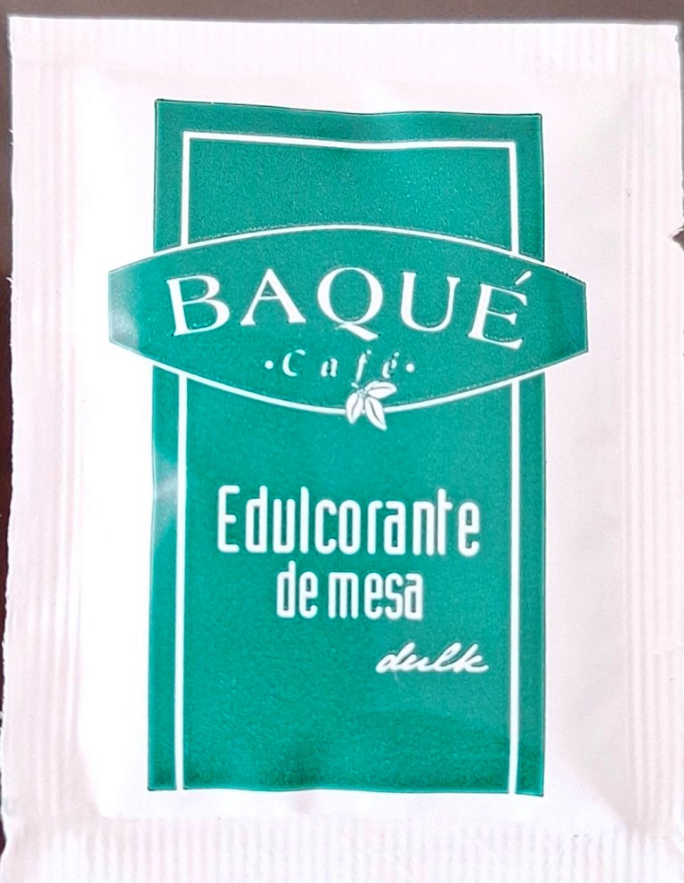 Sobres de edulcorantes de la marca de café BAQUE. Sobres de edulcorantes de la marca de café BAQUE.