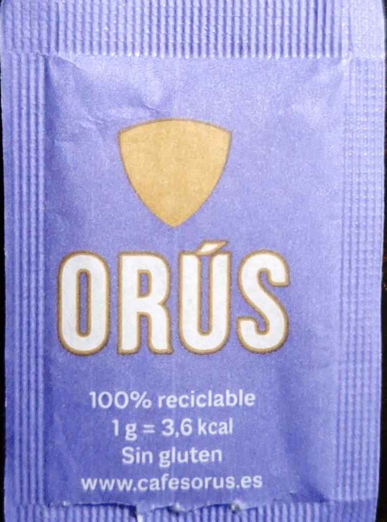Sobres de edulcorantes de España de la marca de café ORUS. Sobres de edulcorantes de España de la marca de café ORUS.