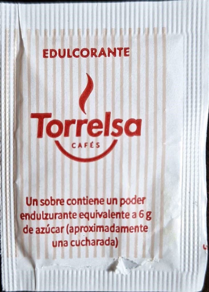 Sobres de edulcorantes de España de la marca de café TORRELSA. Sobres de edulcorantes de España de la marca de café TORRELSA.