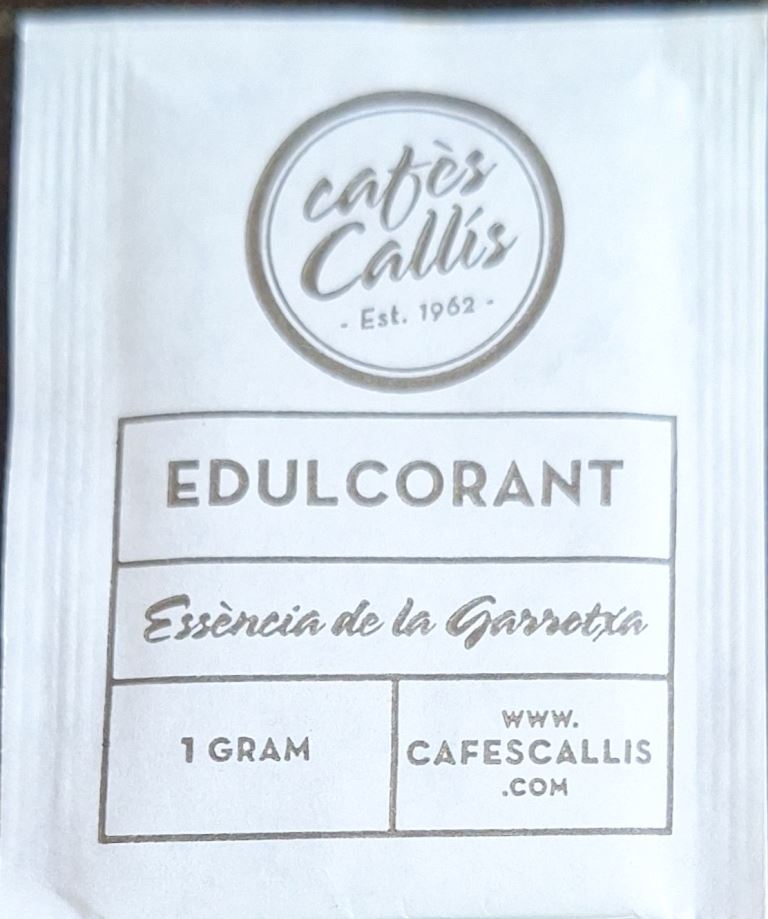 Sobres de edulcorantes de la marca de café CALLIS. Sobres de edulcorantes de la marca de café CALLIS.