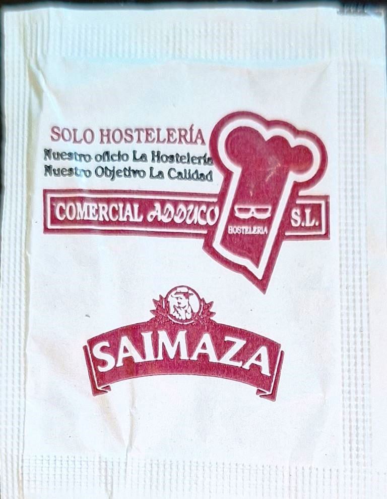Sobres de edulcorantes de España de la marca de café SAIMAZA. Sobres de edulcorantes de España de la marca de café SAIMAZA.