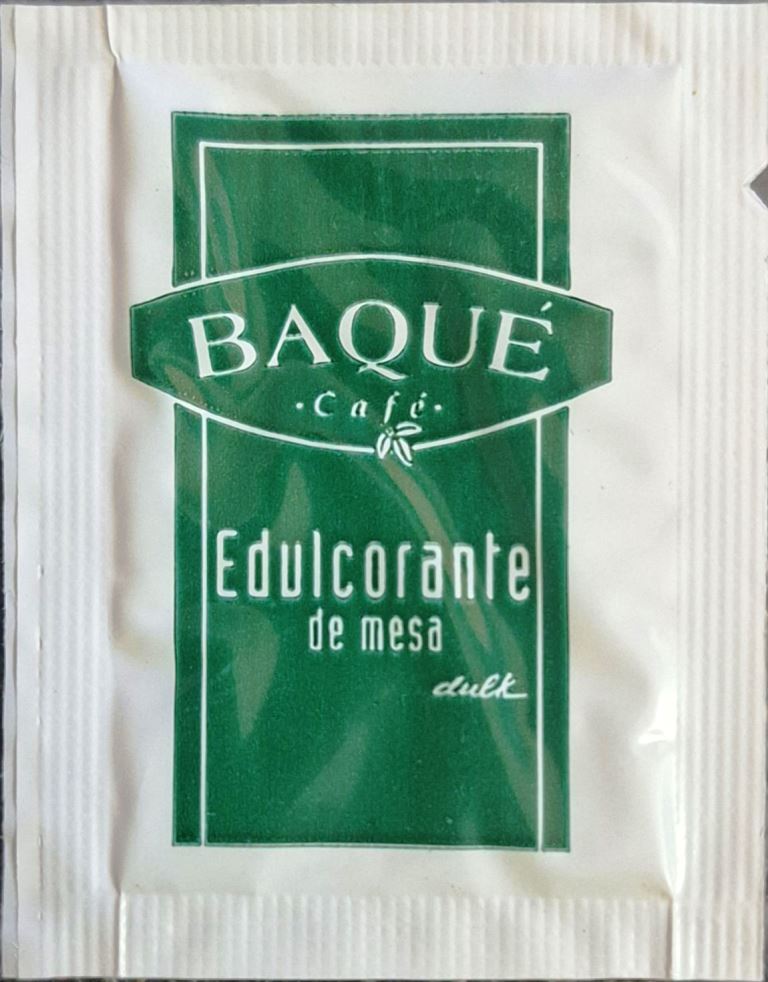Sobres de edulcorantes de la marca de café BAQUE. Sobres de edulcorantes de la marca de café BAQUE.