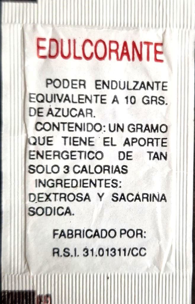 Sobres de edulcorantes de la marca de café JURADO. Sobres de edulcorantes de la marca de café JURADO.
