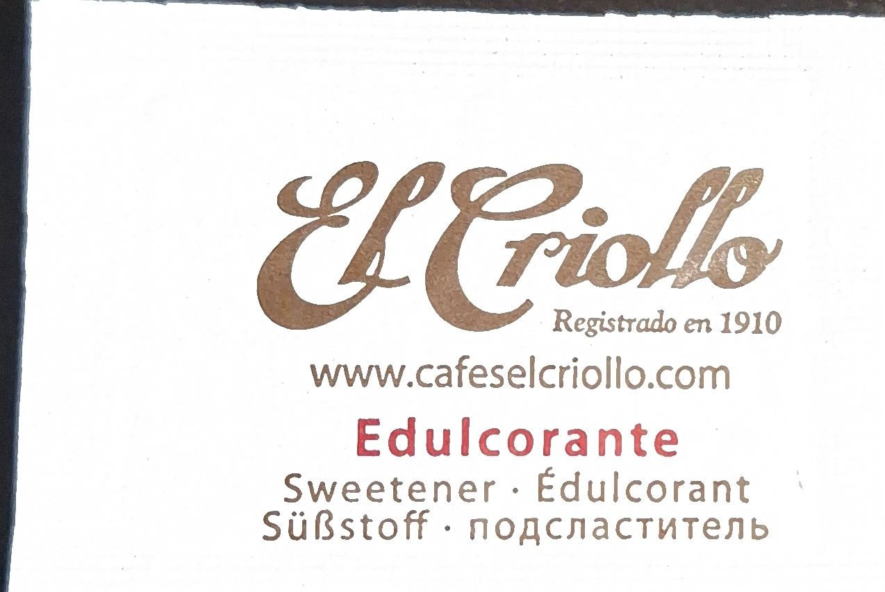Sobres de edulcorantes de la marca de café EL CRIOLLO. Sobres de edulcorantes de la marca de café EL CRIOLLO.