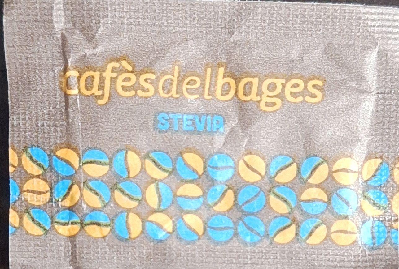 Sobres de edulcorantes de la marca de café DEL BAGES. Sobres de edulcorantes de la marca de café DEL BAGES.