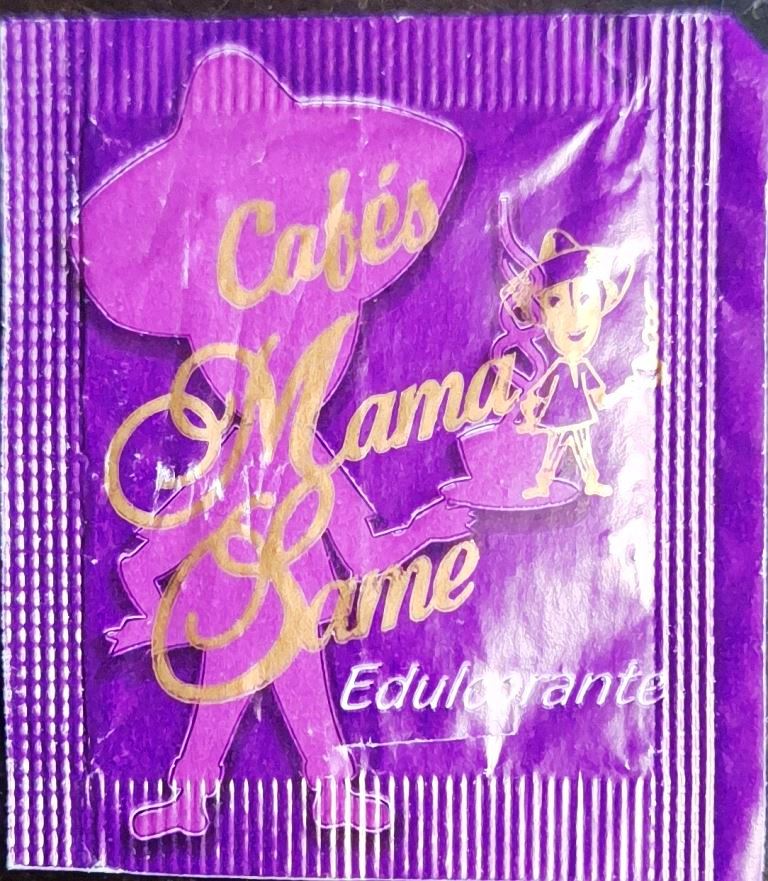 Sobres de edulcorantes de España de la marca de café MAMA SAME. Sobres de edulcorantes de España de la marca de café MAMA SAME.