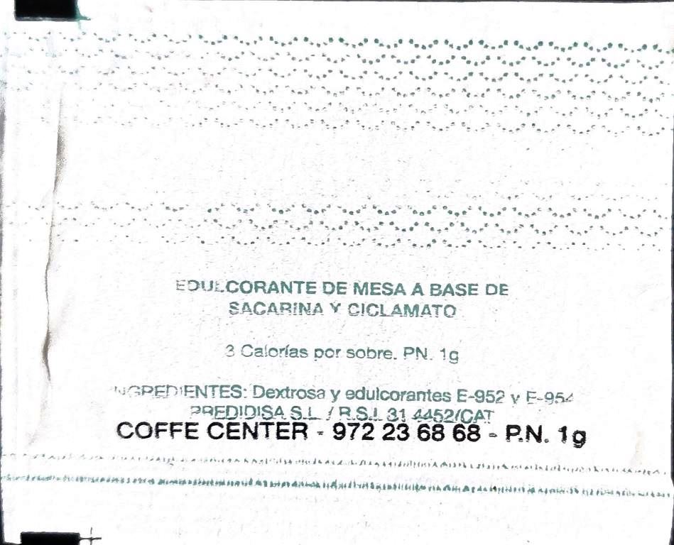Sobres de edulcorantes de la marca de café ITALCAFFÉ. Sobres de edulcorantes de la marca de café ITALCAFFÉ.