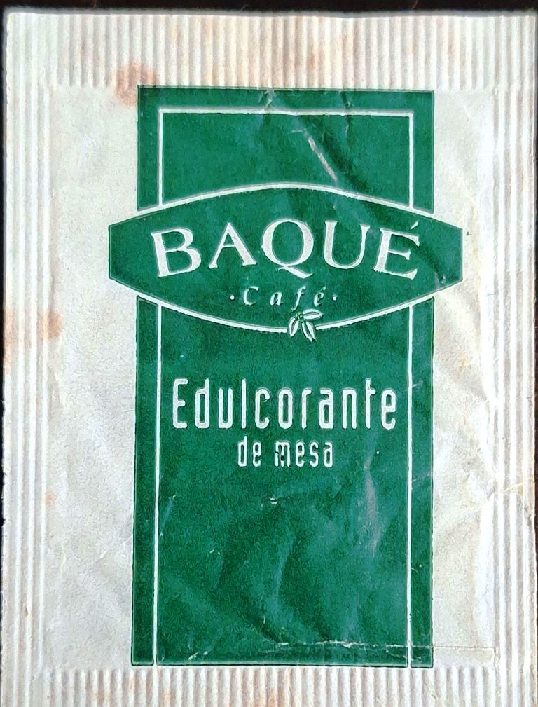 Sobres de edulcorantes de la marca de café BAQUE. Sobres de edulcorantes de la marca de café BAQUE.