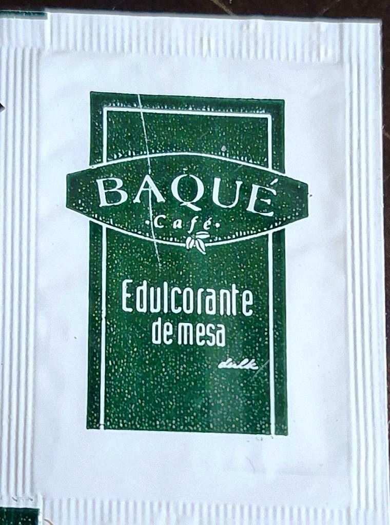 Sobres de edulcorantes de la marca de café BAQUE. Sobres de edulcorantes de la marca de café BAQUE.
