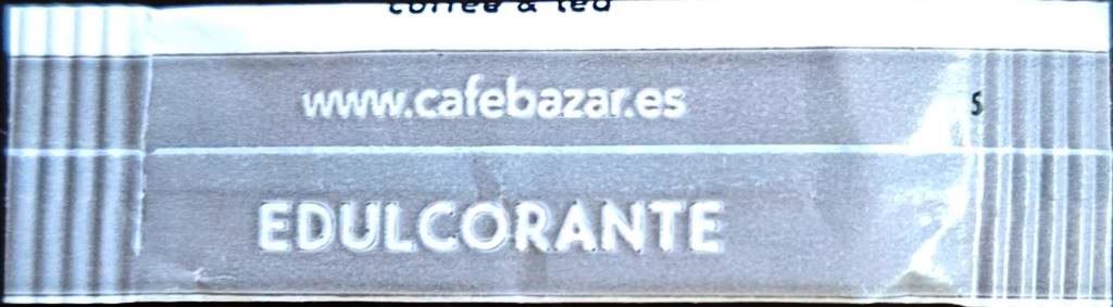 Sobres de edulcorantes de la marca de café BAZAR. Sobres de edulcorantes de la marca de café BAZAR.
