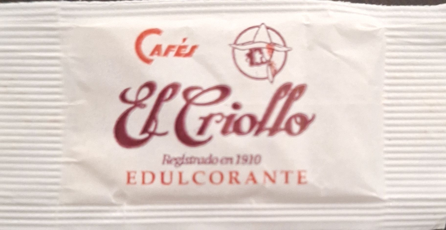 Sobres de edulcorantes de la marca de café EL CRIOLLO. Sobres de edulcorantes de la marca de café EL CRIOLLO.