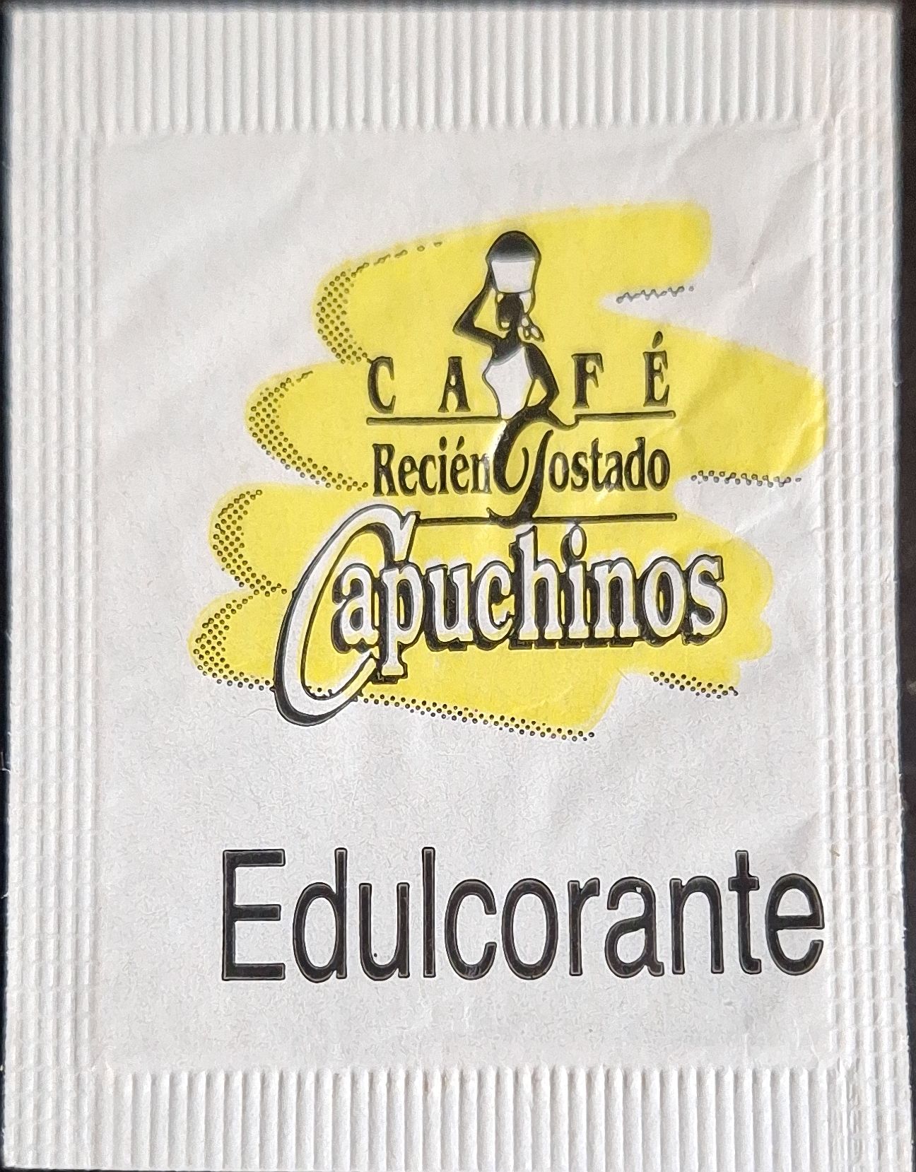 Sobres de edulcorantes de la marca de café CAPUCHINOS. Sobres de edulcorantes de la marca de café CAPUCHINOS.