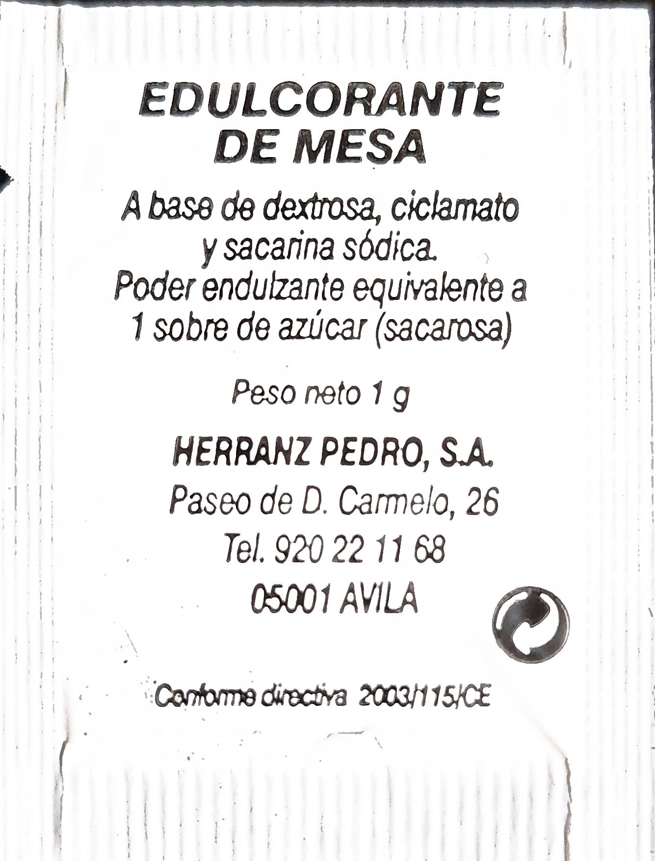 Sobres de edulcorantes de la marca de café COTY. Sobres de edulcorantes de la marca de café COTY.