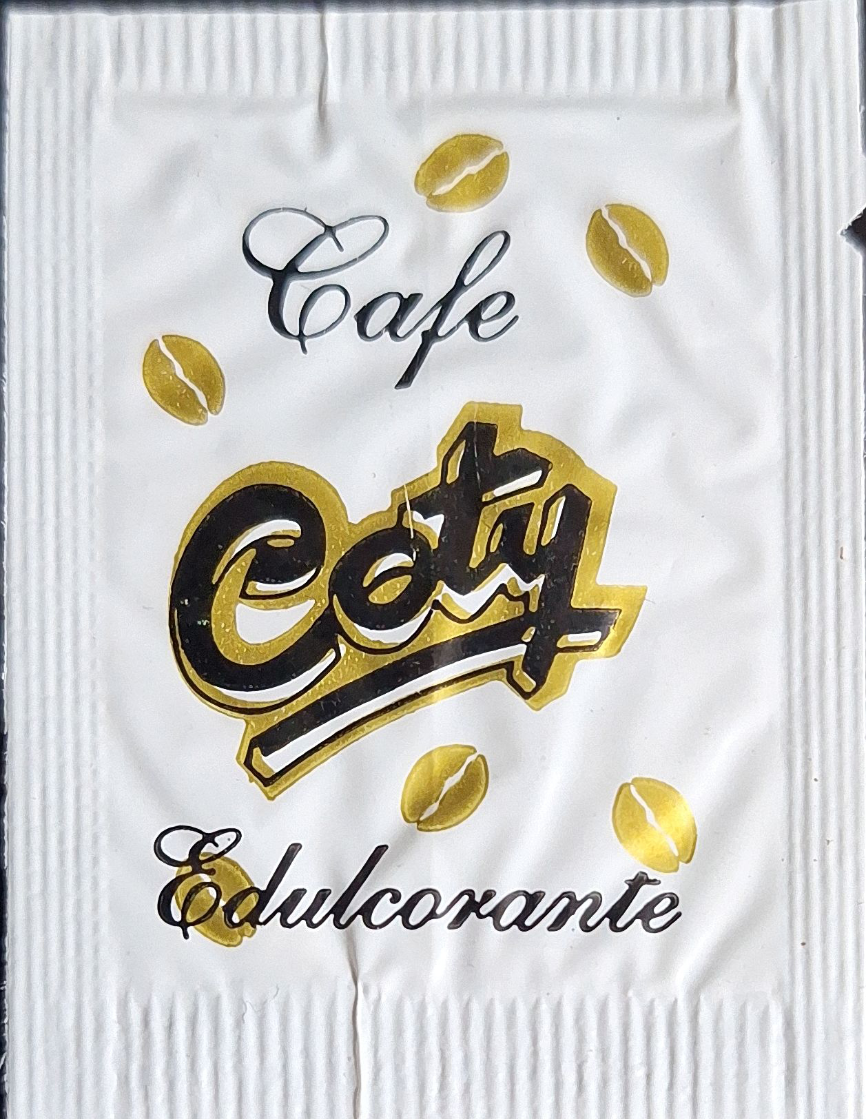 Sobres de edulcorantes de la marca de café COTY. Sobres de edulcorantes de la marca de café COTY.