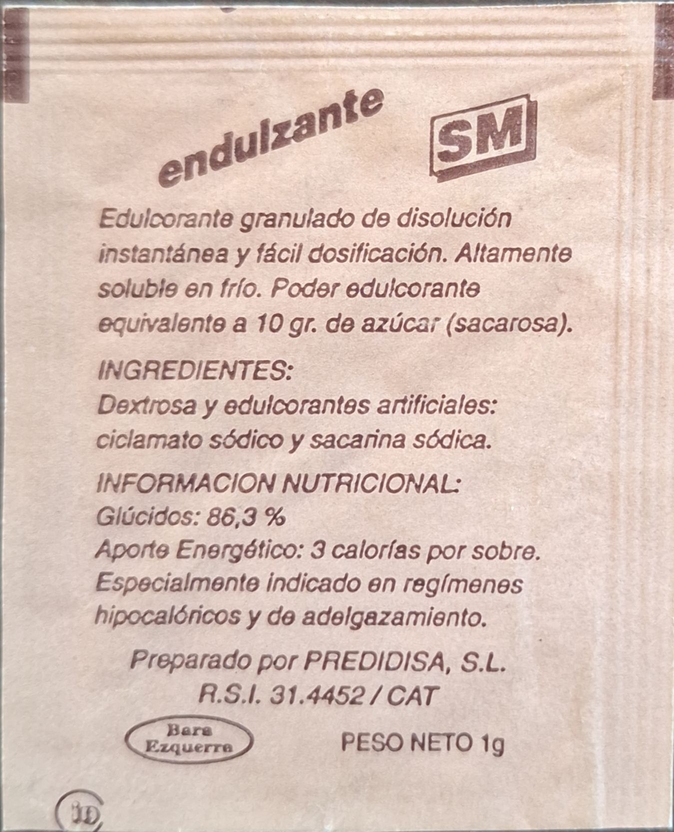 Sobres de edulcorantes de la marca de café DEL BAGES. Sobres de edulcorantes de la marca de café DEL BAGES.