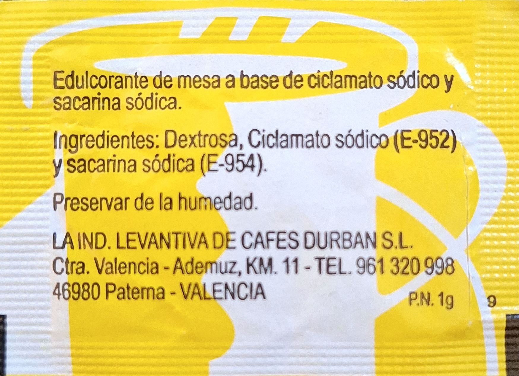 Sobres de edulcorantes de la marca de café DURBAN. Sobres de edulcorantes de la marca de café DURBAN.