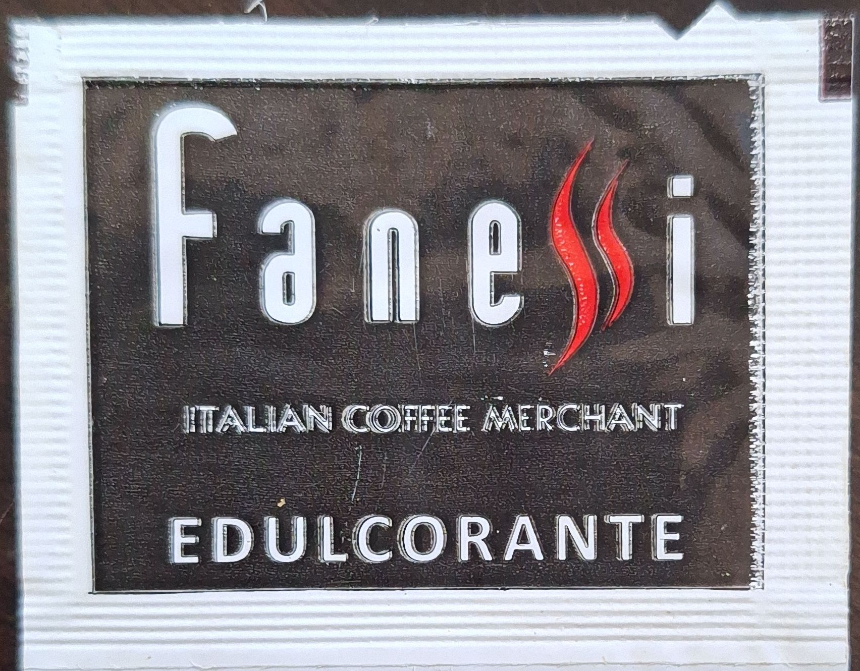 Sobres de edulcorantes de la marca de café FANESSI. Sobres de edulcorantes de la marca de café FANESSI.