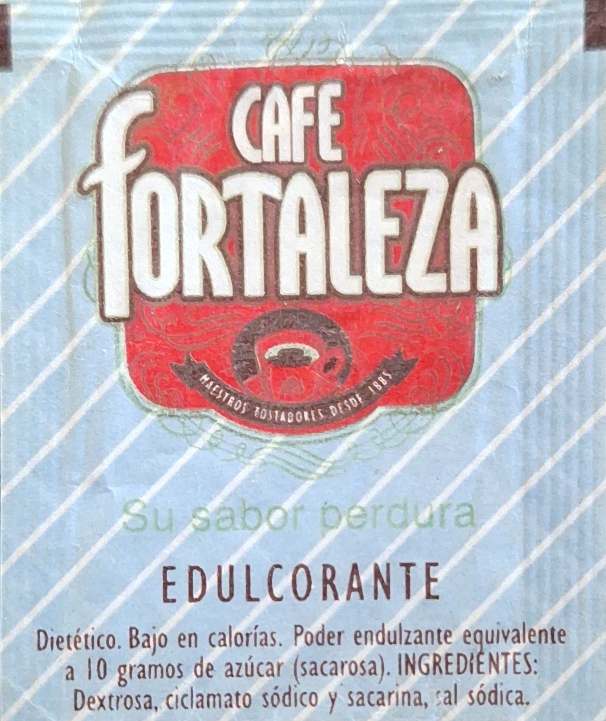Sobres de edulcorantes de la marca de café FORTALEZA. Sobres de edulcorantes de la marca de café FORTALEZA.