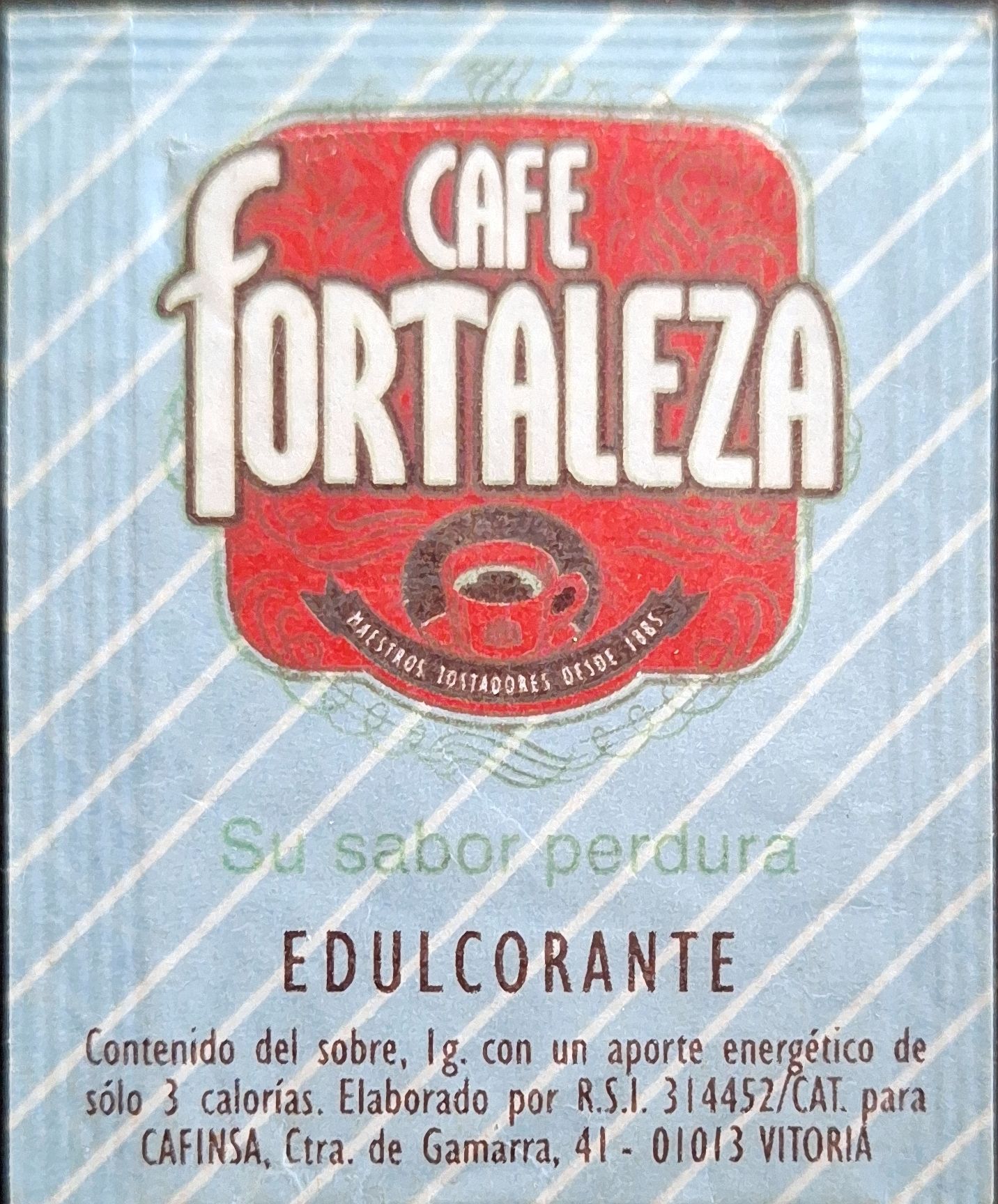 Sobres de edulcorantes de la marca de café FORTALEZA. Sobres de edulcorantes de la marca de café FORTALEZA.