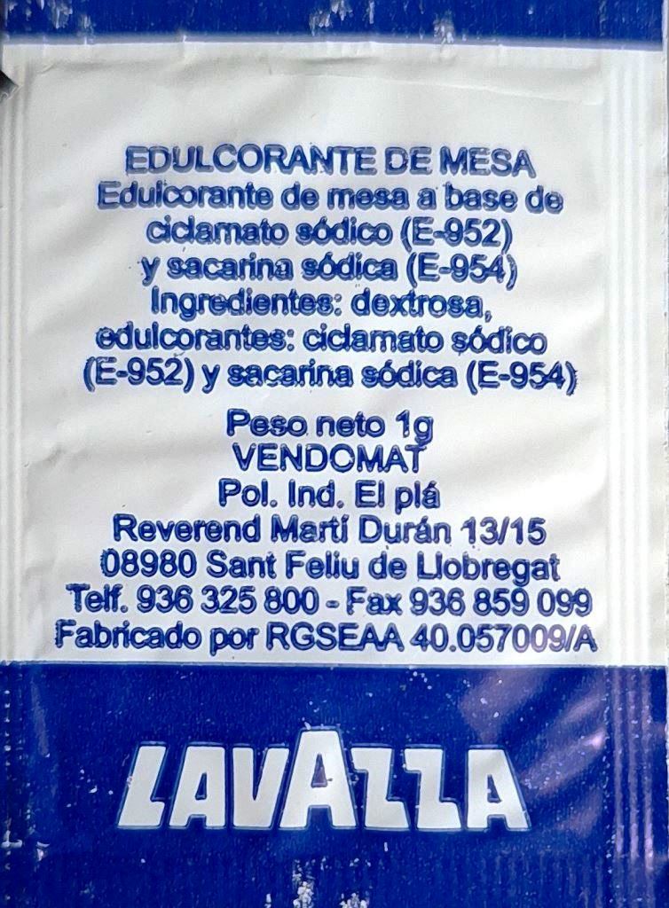 Sobres de edulcorantes de España de la marca de café LAVAZZA. Sobres de edulcorantes de España de la marca de café LAVAZZA.