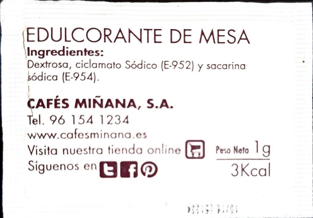 Sobres de edulcorantes de España de la marca de café MIÑANA. Sobres de edulcorantes de España de la marca de café MIÑANA.