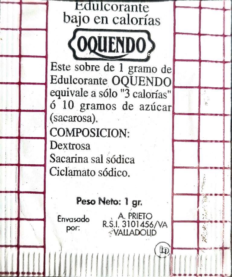 Sobres de edulcorantes de España de la marca de café OQUENDO. Sobres de edulcorantes de España de la marca de café OQUENDO.