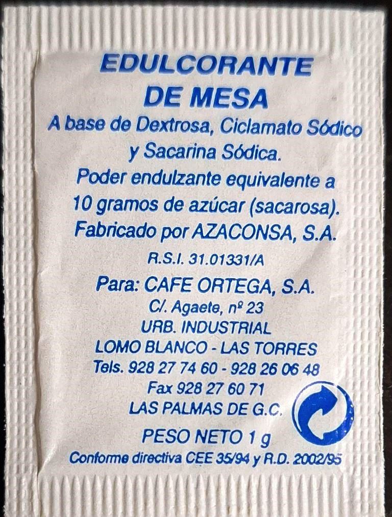 Sobres de edulcorantes de España de la marca de café ORTEGA. Sobres de edulcorantes de España de la marca de café ORTEGA.