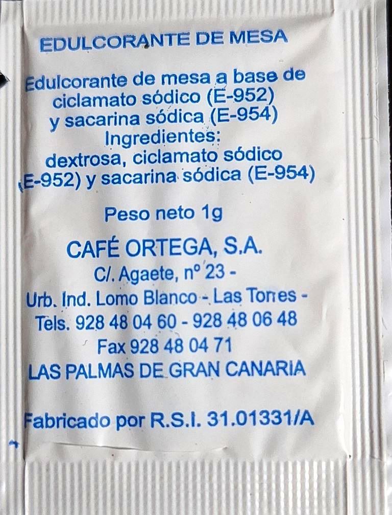Sobres de edulcorantes de España de la marca de café ORTEGA. Sobres de edulcorantes de España de la marca de café ORTEGA.