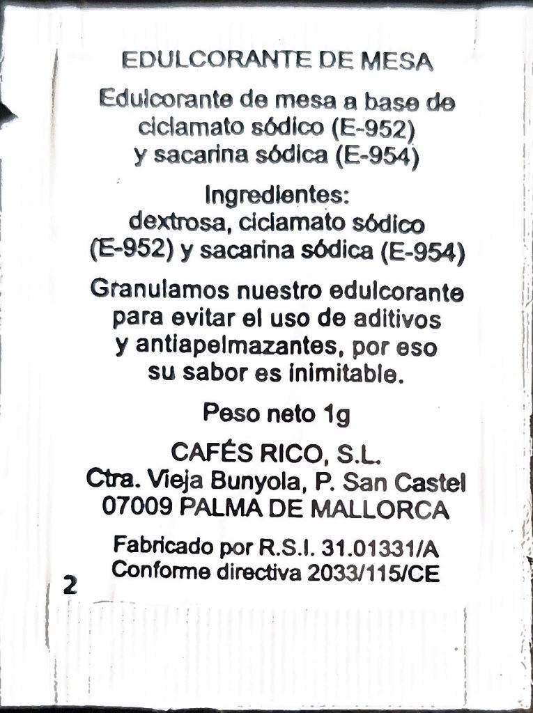 Sobres de edulcorantes de España de la marca de café RICO. Sobres de edulcorantes de España de la marca de café RICO.
