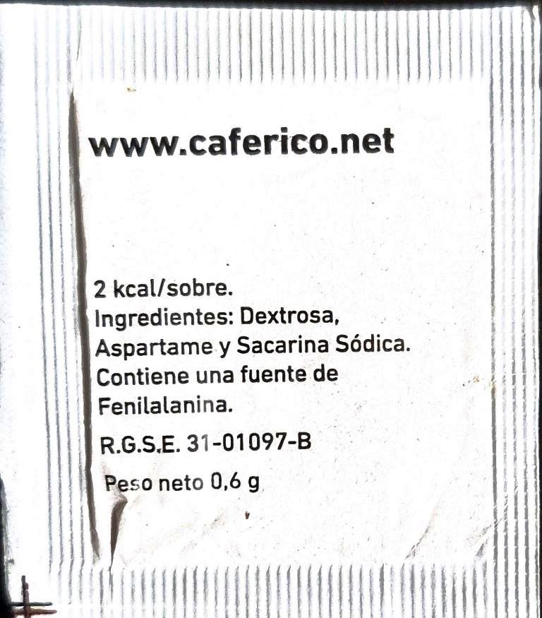 Sobres de edulcorantes de España de la marca de café RICO. Sobres de edulcorantes de España de la marca de café RICO.
