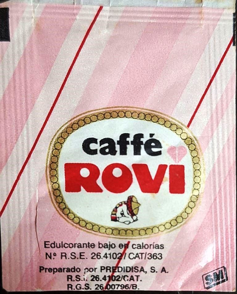 Sobres de edulcorantes de España de la marca de café ROVI. Sobres de edulcorantes de España de la marca de café ROVI.