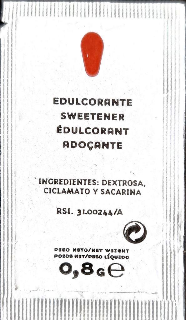 Sobres de edulcorantes de España de la marca de café TEMPLO. Sobres de edulcorantes de España de la marca de café TEMPLO.
