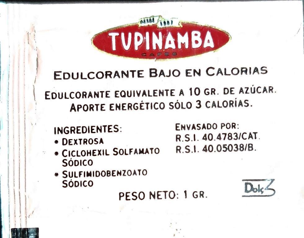 Sobres de edulcorantes de España de la marca de café TUPINAMBA. Sobres de edulcorantes de España de la marca de café TUPINAMBA.
