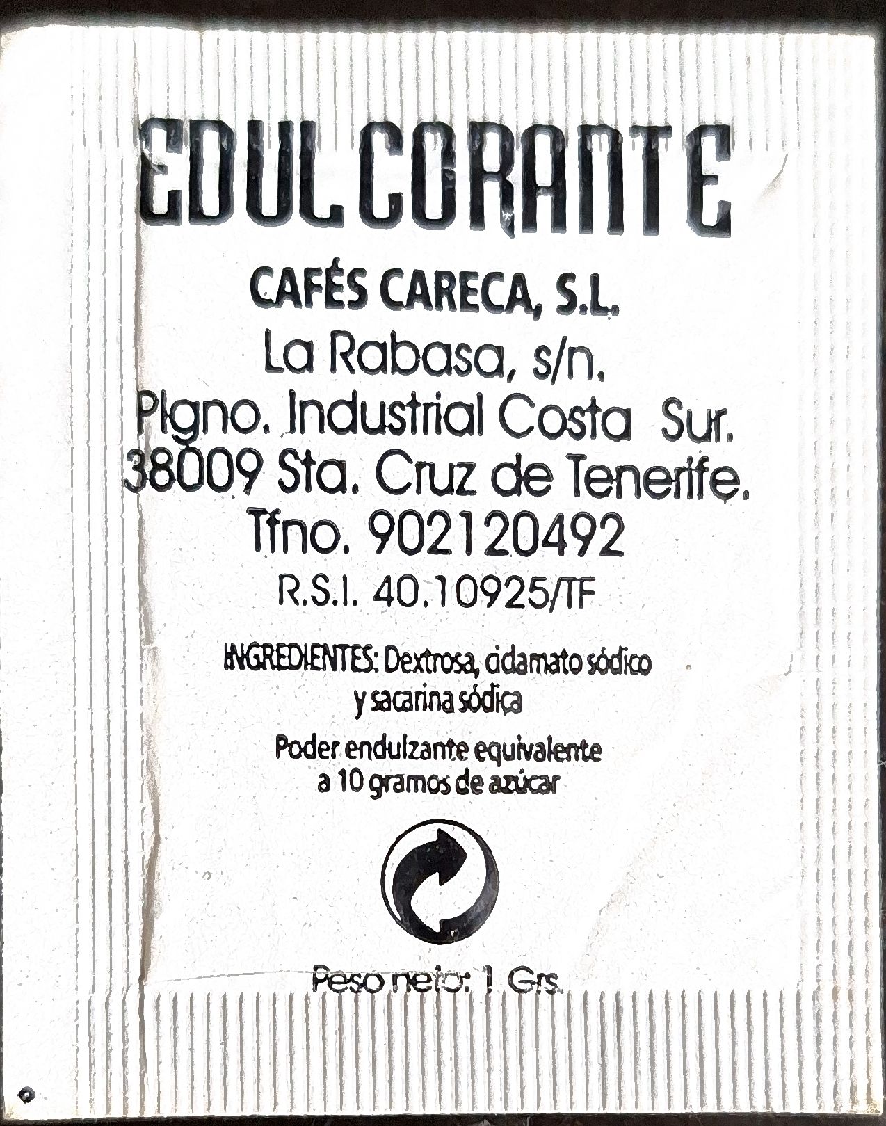 Sobres de edulcorantes de la marca de café CARECA. Sobres de edulcorantes de la marca de café CARECA.