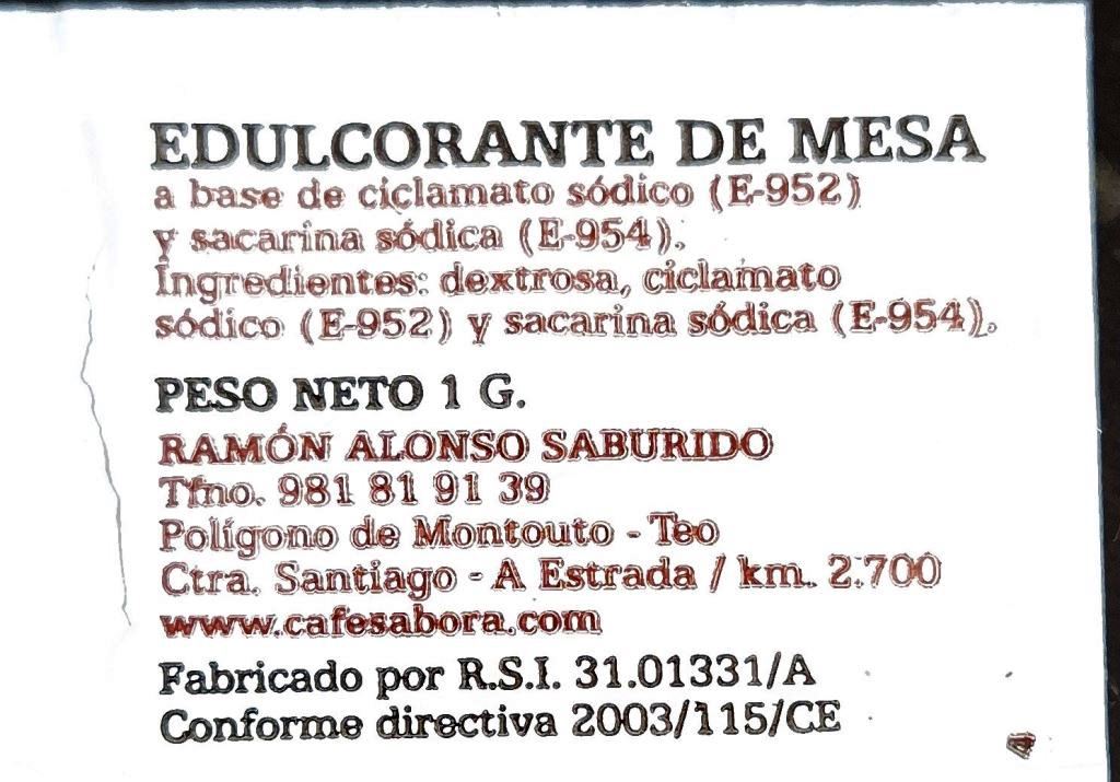 Sobres de edulcorantes de España de la marca de café SABORA. Sobres de edulcorantes de España de la marca de café SABORA.