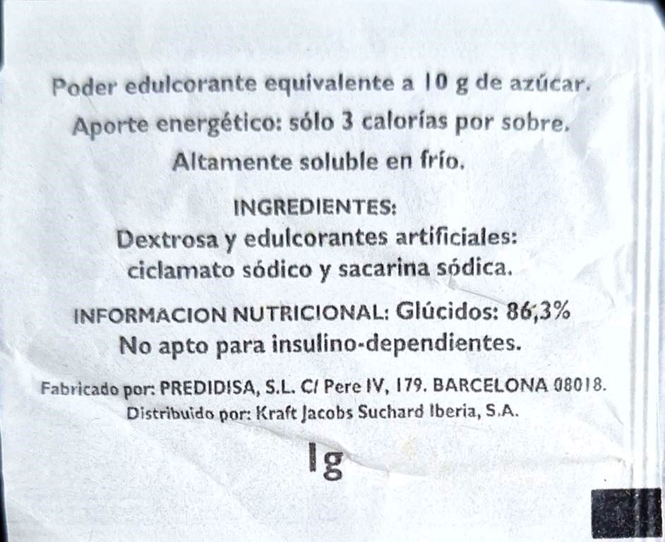 Sobres de edulcorantes de España de la marca de café SAIMAZA. Sobres de edulcorantes de España de la marca de café SAIMAZA.