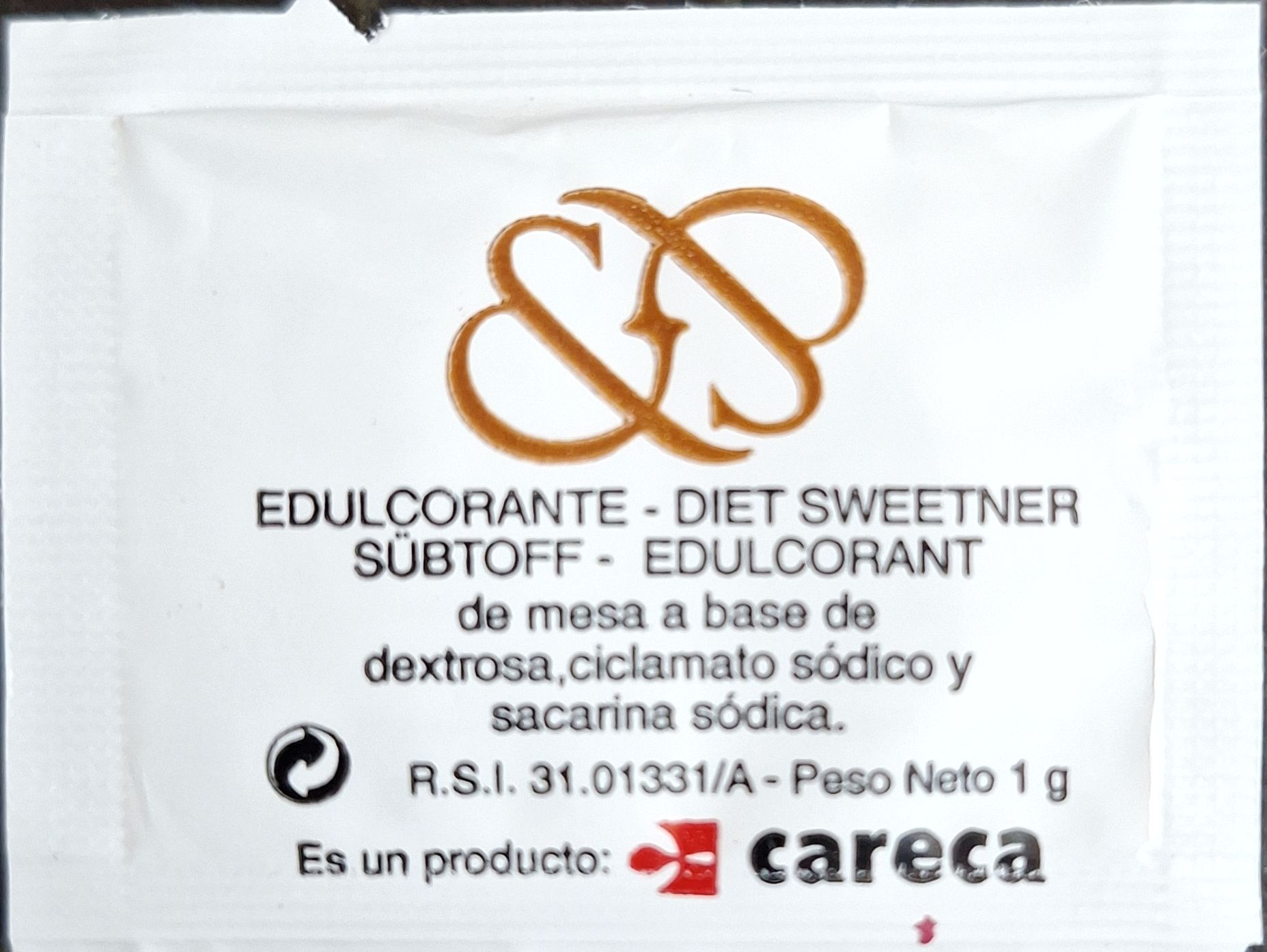 Sobres de edulcorantes de la marca de café CARECA. Sobres de edulcorantes de la marca de café CARECA.