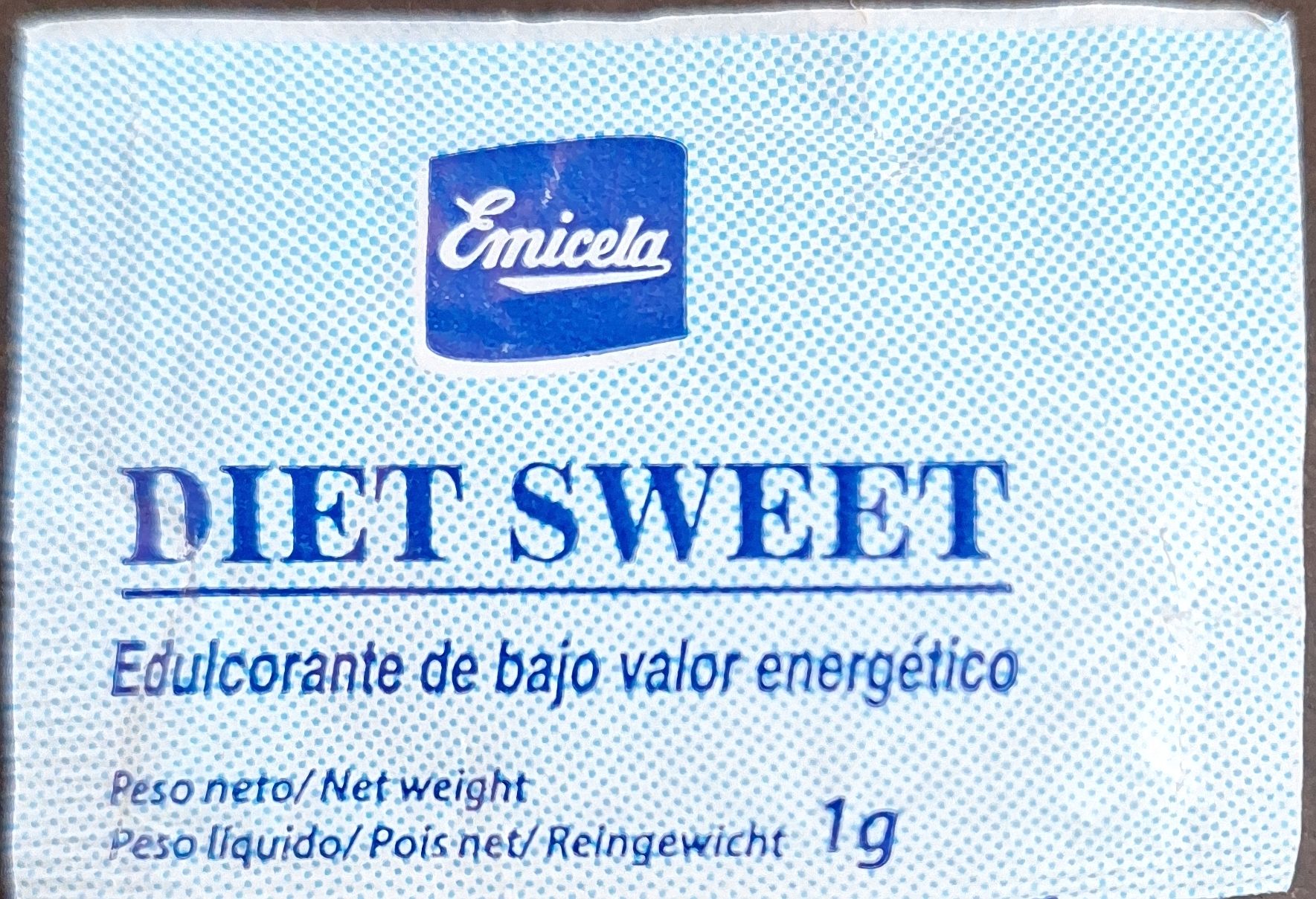 Sobres de edulcorantes de la marca de café EMICELA. Sobres de edulcorantes de la marca de café EMICELA.