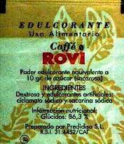 Sobres de edulcorantes de España de la marca de café ROVI. Sobres de edulcorantes de España de la marca de café ROVI.
