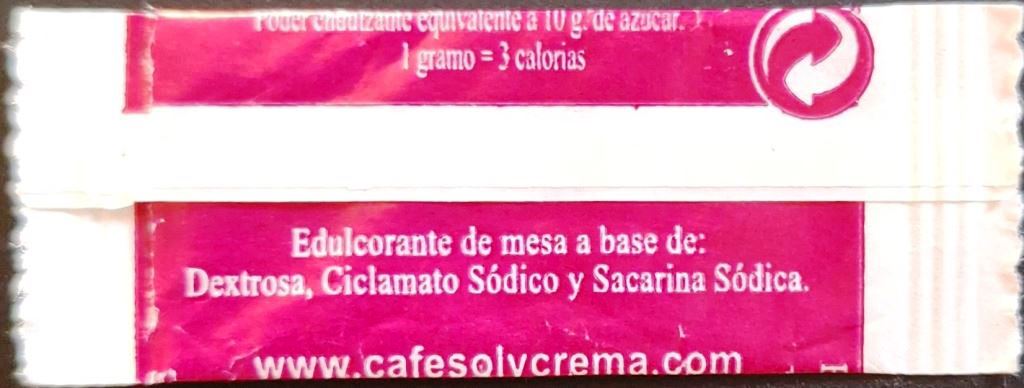 Sobres de edulcorantes de España de la marca de café SOL Y CREMA. Sobres de edulcorantes de España de la marca de café SOL Y CREMA.