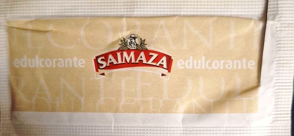 Sobres de edulcorantes de España de la marca de café SAIMAZA. Sobres de edulcorantes de España de la marca de café SAIMAZA.