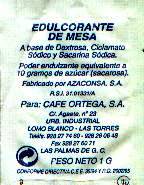 Sobres de edulcorantes de España de la marca de café ORTEGA. Sobres de edulcorantes de España de la marca de café ORTEGA.