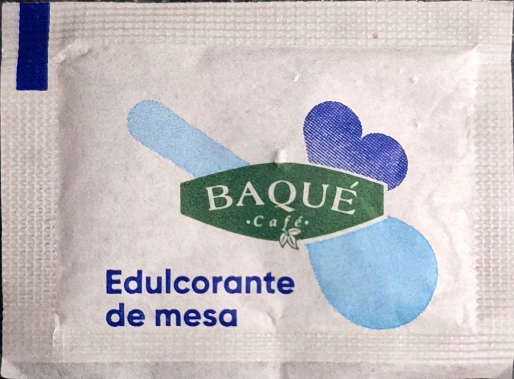 Sobres de edulcorantes de la marca de café BAQUE. Sobres de edulcorantes de la marca de café BAQUE.