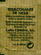 Sobres de edulcorantes de la marca de café CUMBAL. Sobres de edulcorantes de la marca de café CUMBAL.