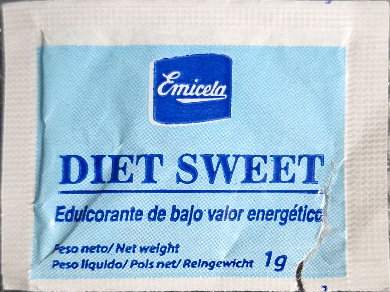 Sobres de edulcorantes de la marca de café EMICELA. Sobres de edulcorantes de la marca de café EMICELA.