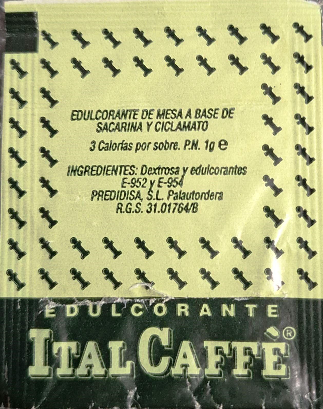 Sobres de edulcorantes de la marca de café ITALCAFFÉ. Sobres de edulcorantes de la marca de café ITALCAFFÉ.