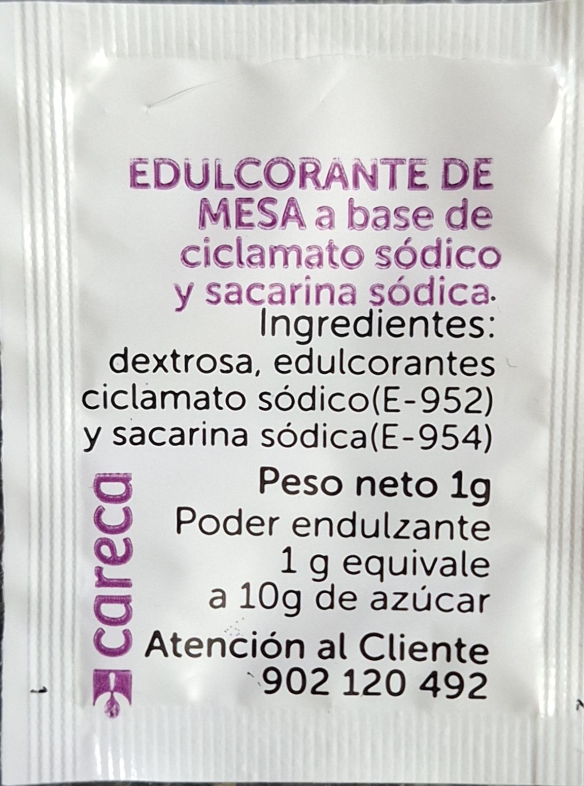 Sobres de edulcorantes de la marca de café CARECA. Sobres de edulcorantes de la marca de café CARECA.